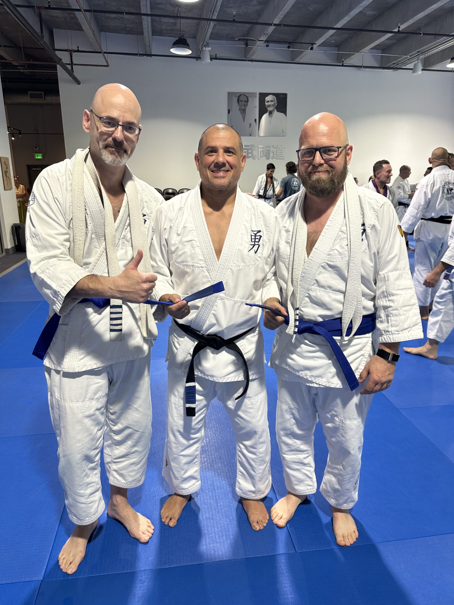Daniel & Mike after receiving their Blue Belts with Black Belt Jose Majia